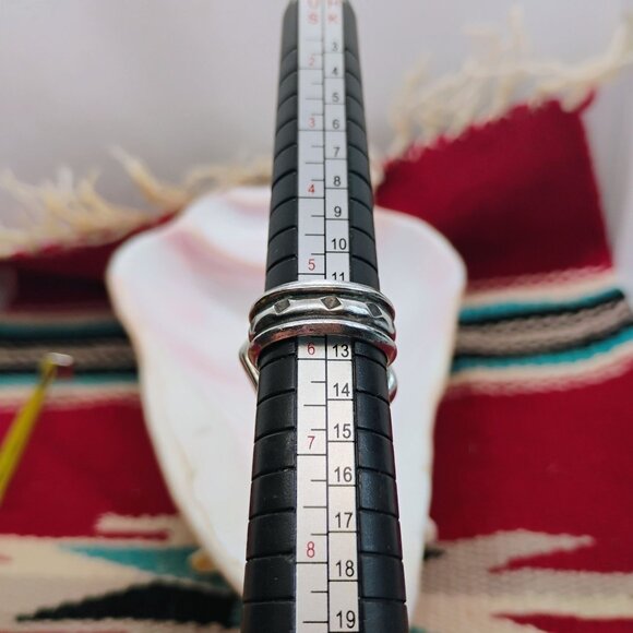 Zuni Sterling Silver Ring Turquoise Gaspeite & Mother Of Pearl Inlay Size 5.5 - Picture 5 of 8